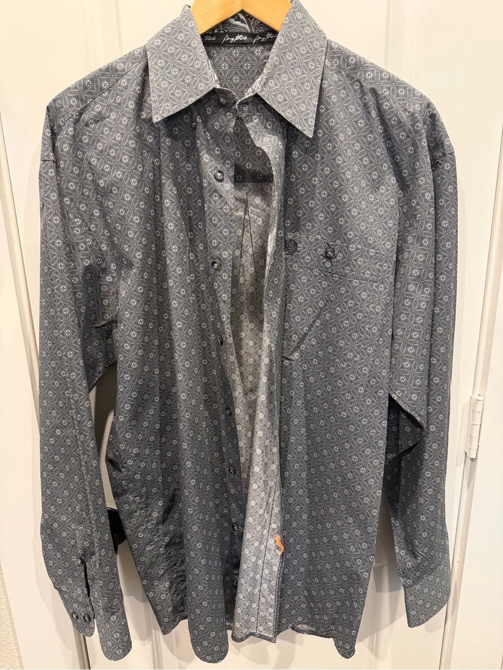 Men's Printed Long-Sleeve Dress Shirt - Gray